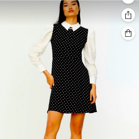 Polka-dotted mini dress - Picture 1 of 4